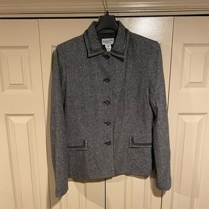 Pendleton Tall Grey Suit Jacket with Leather Trim